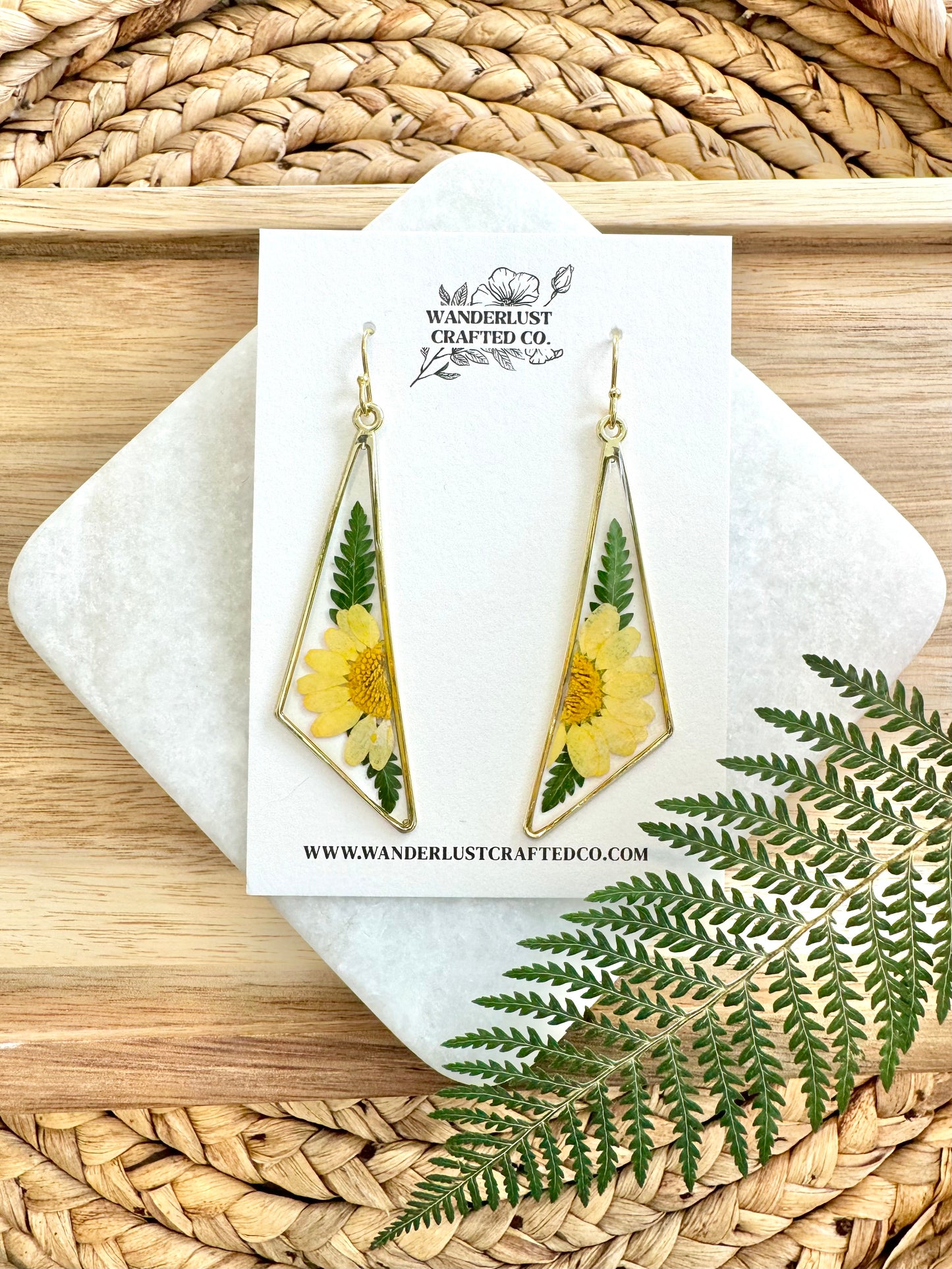 Yellow Daisy Triangle Dangles